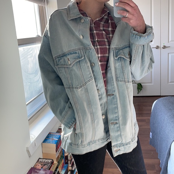 Topshop Jackets & Blazers - nwt topshop  oversized light wash denim dad jacket